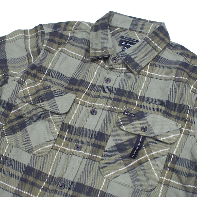 BRIXTON　L/Sシャツ　"BOWERY L/S FLANNEL"　(Vetiver / Laurel Wreath / Washed Black)