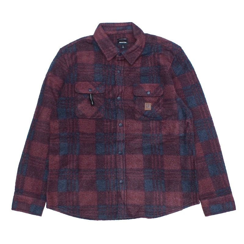 BRIXTON　L/Sシャツ　"BOWERY L/S ARCTIC STRETCH FLEECE"　(Cordovan Red / Washed Navy Plaid)