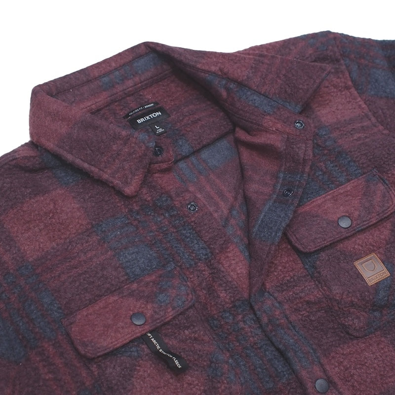 BRIXTON　L/Sシャツ　"BOWERY L/S ARCTIC STRETCH FLEECE"　(Cordovan Red / Washed Navy Plaid)