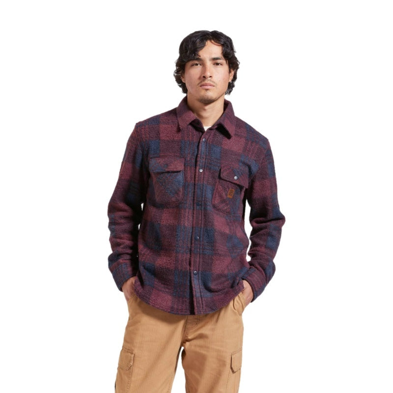 BRIXTON　L/Sシャツ　"BOWERY L/S ARCTIC STRETCH FLEECE"　(Cordovan Red / Washed Navy Plaid)