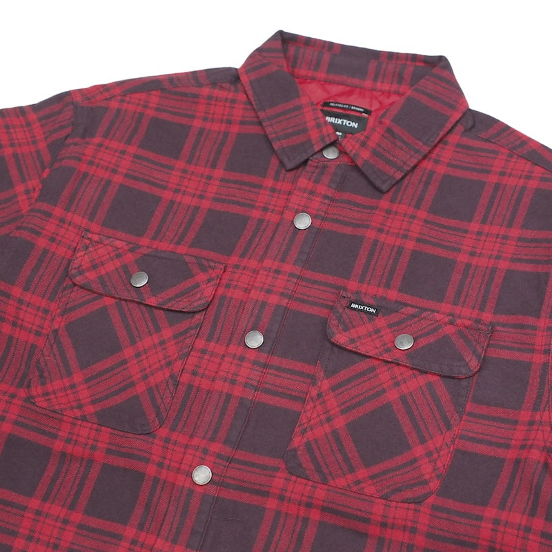 BRIXTON　L/Sシャツ　"BOWERY QUILTED FLANNEL"　(Bright Red/Mahogany )