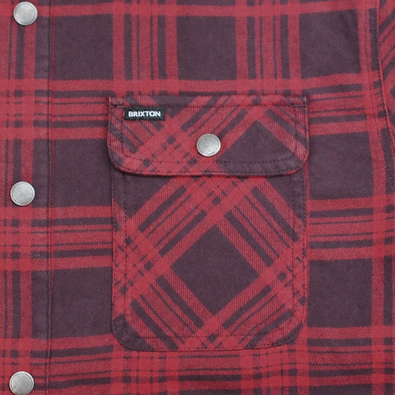 BRIXTON　L/Sシャツ　"BOWERY QUILTED FLANNEL"　(Bright Red/Mahogany )