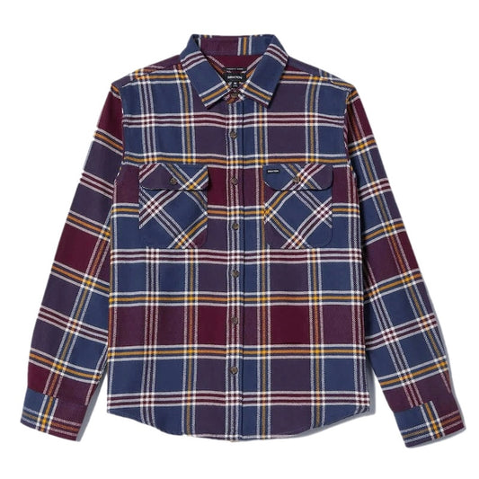 BRIXTON　L/Sシャツ　"BOWERY L/S FLANNEL"　(Mood Indigo / Port / Saffron)