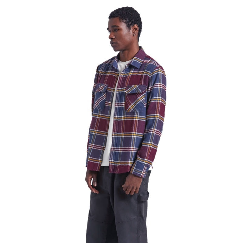 BRIXTON L/Sシャツ BOWERY L/S FLANNEL インディゴ/ポート 着用 サイド