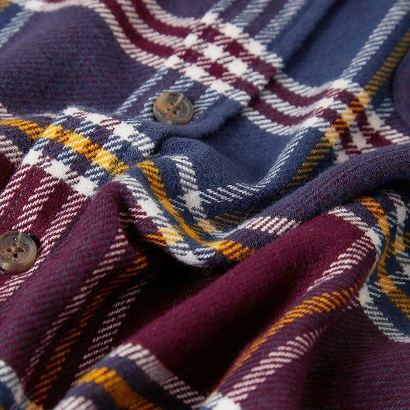 BRIXTON L/Sシャツ BOWERY L/S FLANNEL インディゴ/ポート クローズアップ ボタン