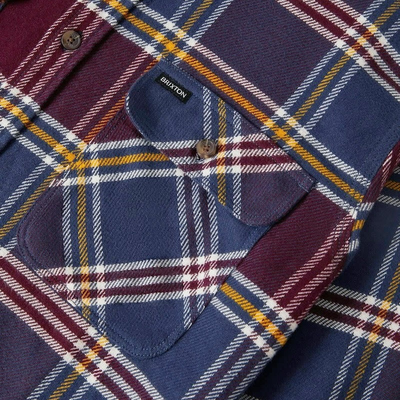 BRIXTON L/Sシャツ BOWERY L/S FLANNEL インディゴ/ポート クローズアップ ポケット