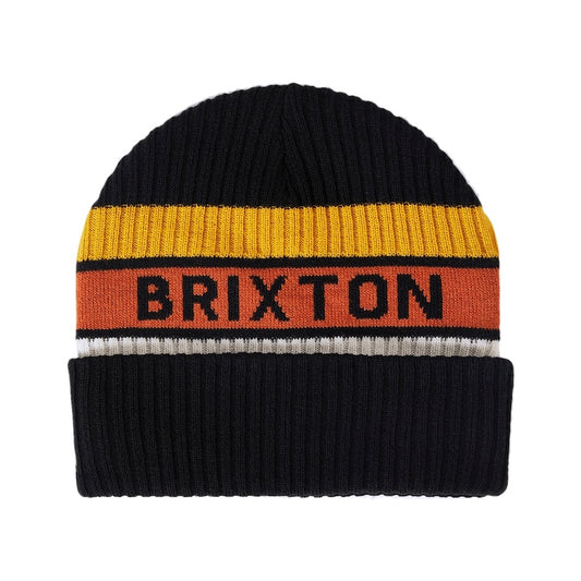 BRIXTON　ビーニー　"RAINIER STRIPED BEANIE"　(Black / Yellow / Orange)