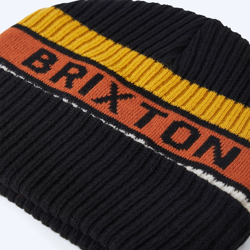 BRIXTON　ビーニー　"RAINIER STRIPED BEANIE"　(Black / Yellow / Orange)