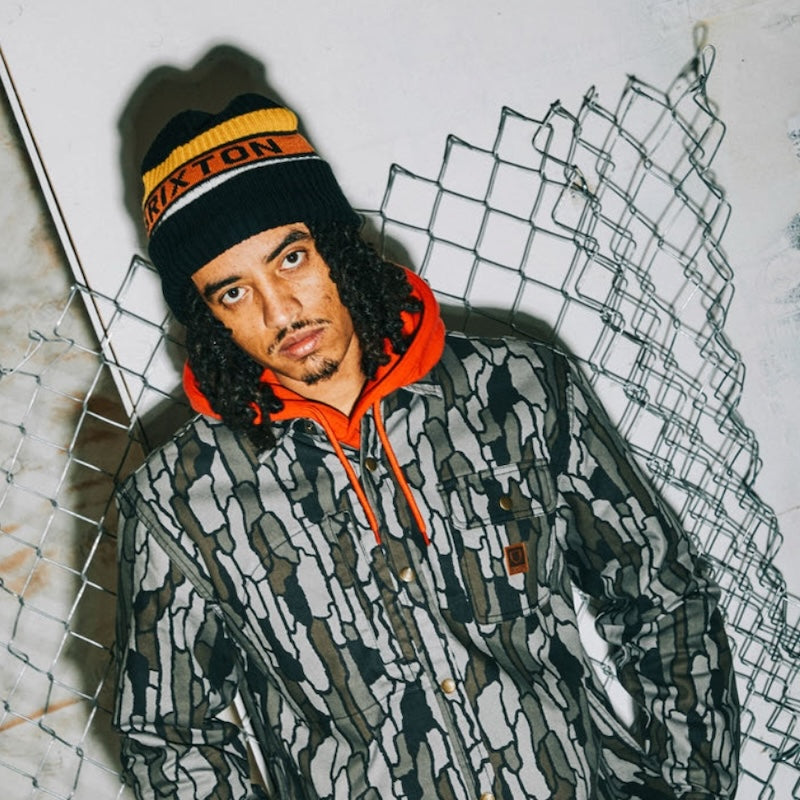 BRIXTON　ビーニー　"RAINIER STRIPED BEANIE"　(Black / Yellow / Orange)