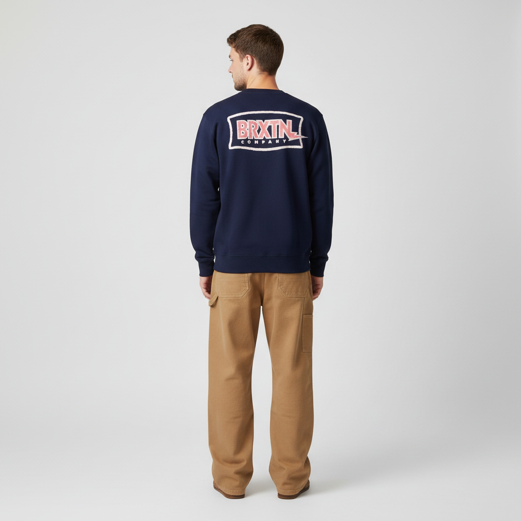 BRIXTON　クルースウェット　"LIGHTENING CREW"　(Mood Indigo)