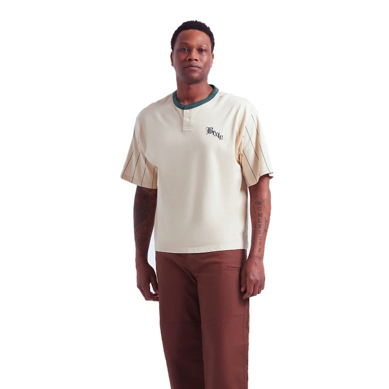 BRIXTON Tシャツ BOXY BASEBALL 1/2 SLEEVE TEE ベージュ 着用画像 正面
