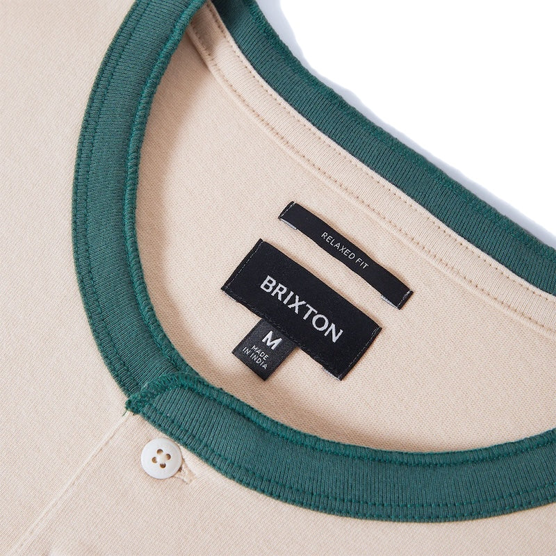 BRIXTON Tシャツ BOXY BASEBALL 1/2 SLEEVE TEE ベージュ 商品画像 首元