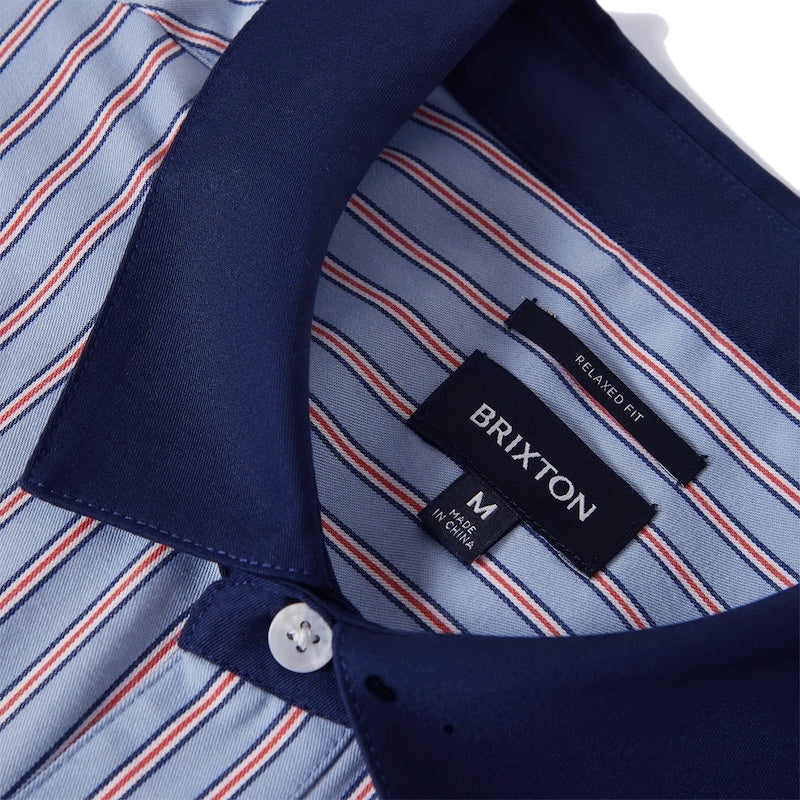 BRIXTON S/Sシャツ BUILDERS OLSON S/S SHIRT ブルー  商品画像 襟