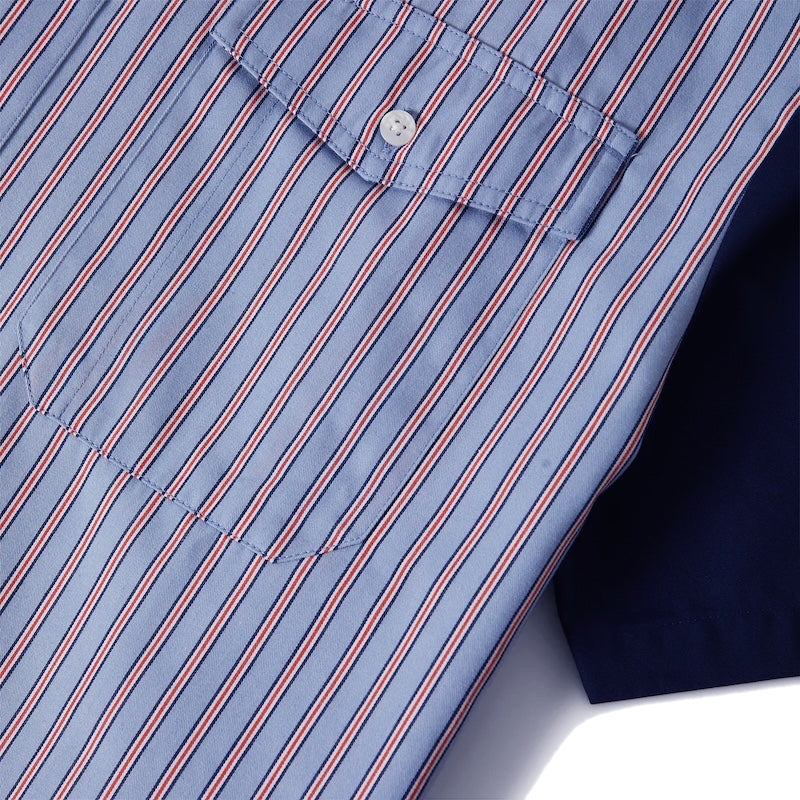 BRIXTON S/Sシャツ BUILDERS OLSON S/S SHIRT ブルー  着用画像 胸ポケット
