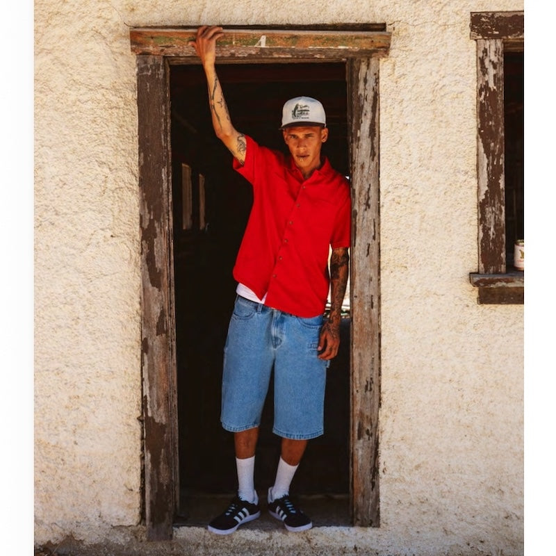 BRIXTON ショーツ BUILDERS CARPENTER BAGGY SHORT デニム 着用画像 全身 1