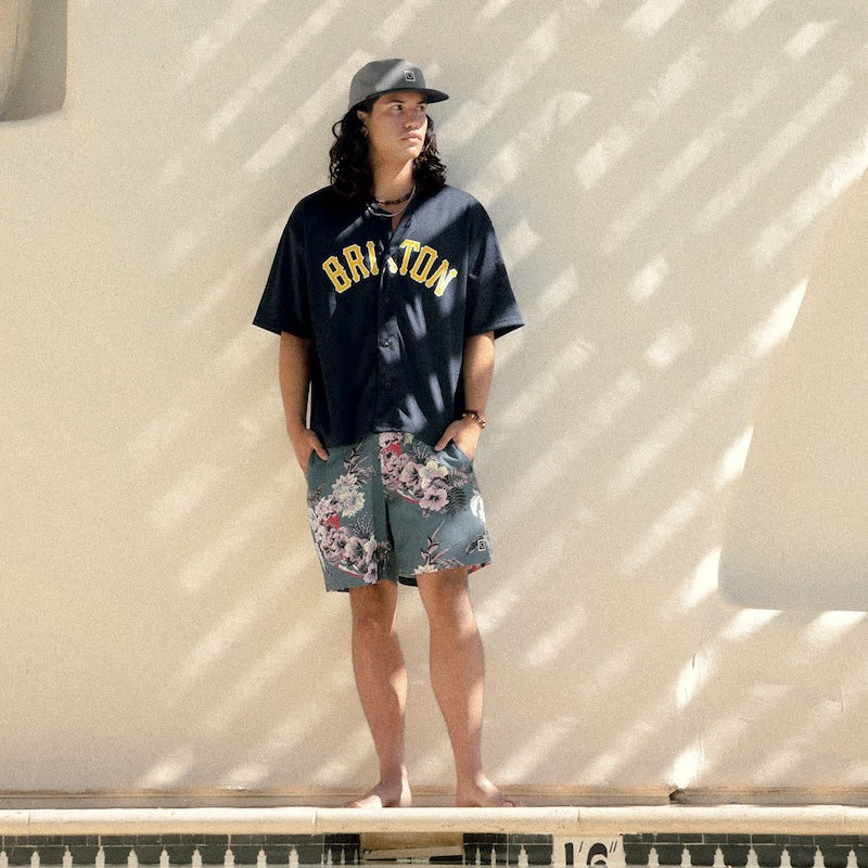 BRIXTON メッシュジャージ THE BRIXTON MESH BASEBALL JERSEY ネイビー 着用画像 全身