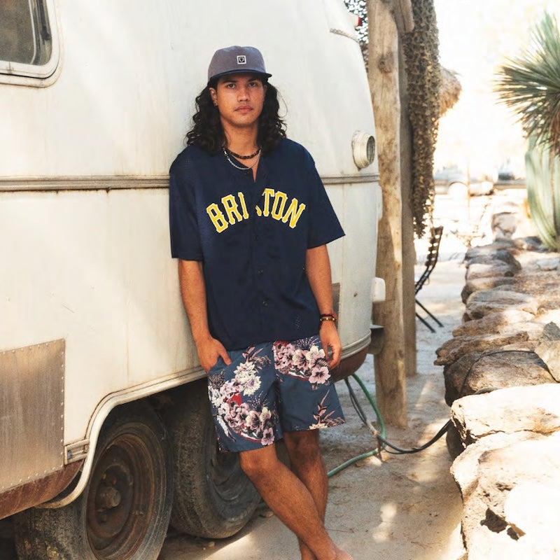 BRIXTON メッシュジャージ THE BRIXTON MESH BASEBALL JERSEY ネイビー 着用画像 全身 2