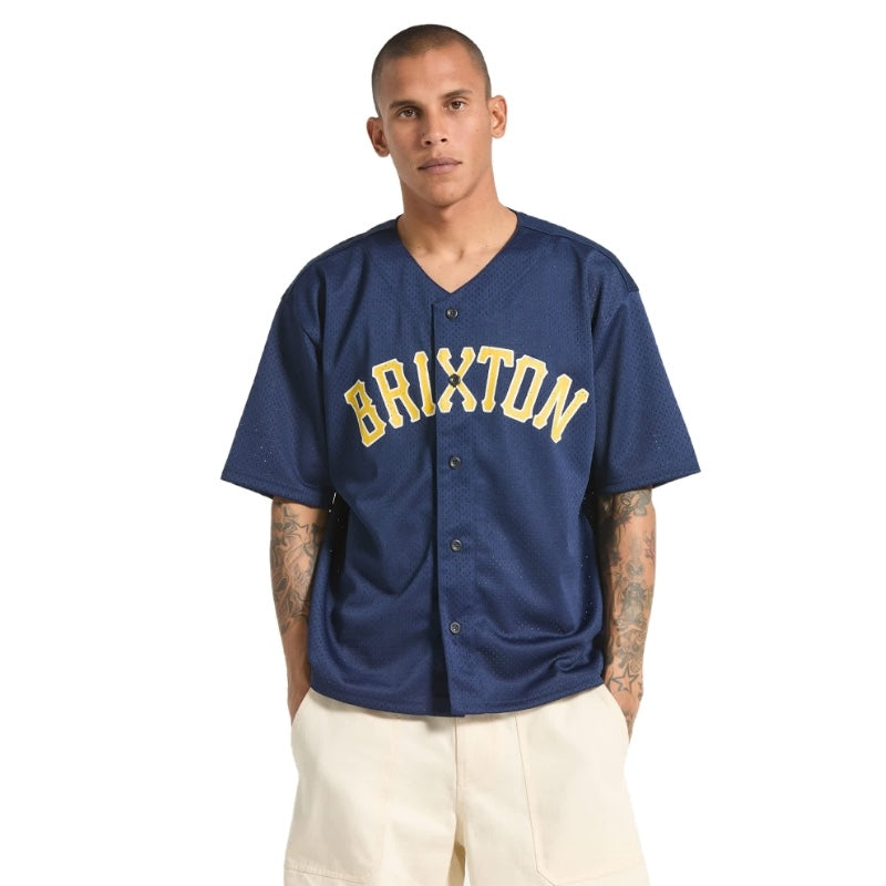 BRIXTON メッシュジャージ THE BRIXTON MESH BASEBALL JERSEY ネイビー 着用画像 正面
