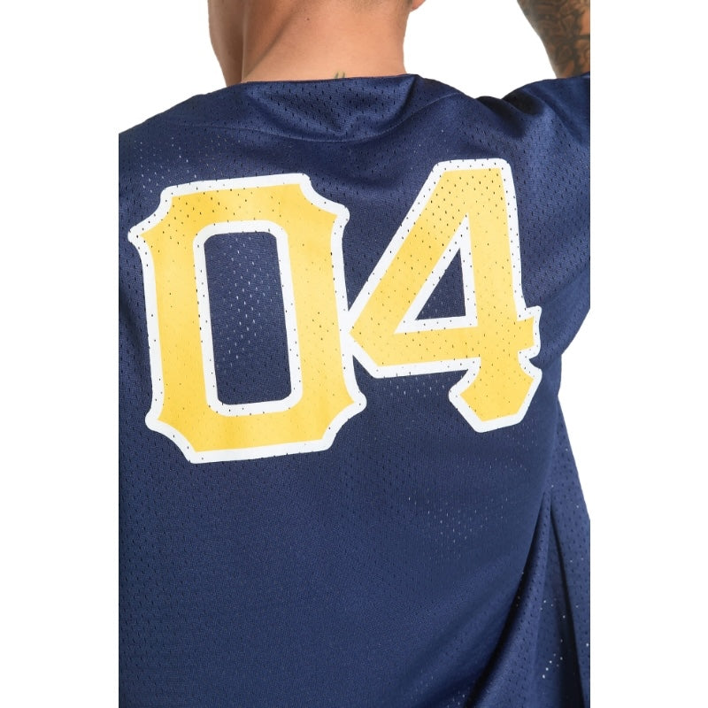 BRIXTON メッシュジャージ THE BRIXTON MESH BASEBALL JERSEY ネイビー 着用画像 バックプリント