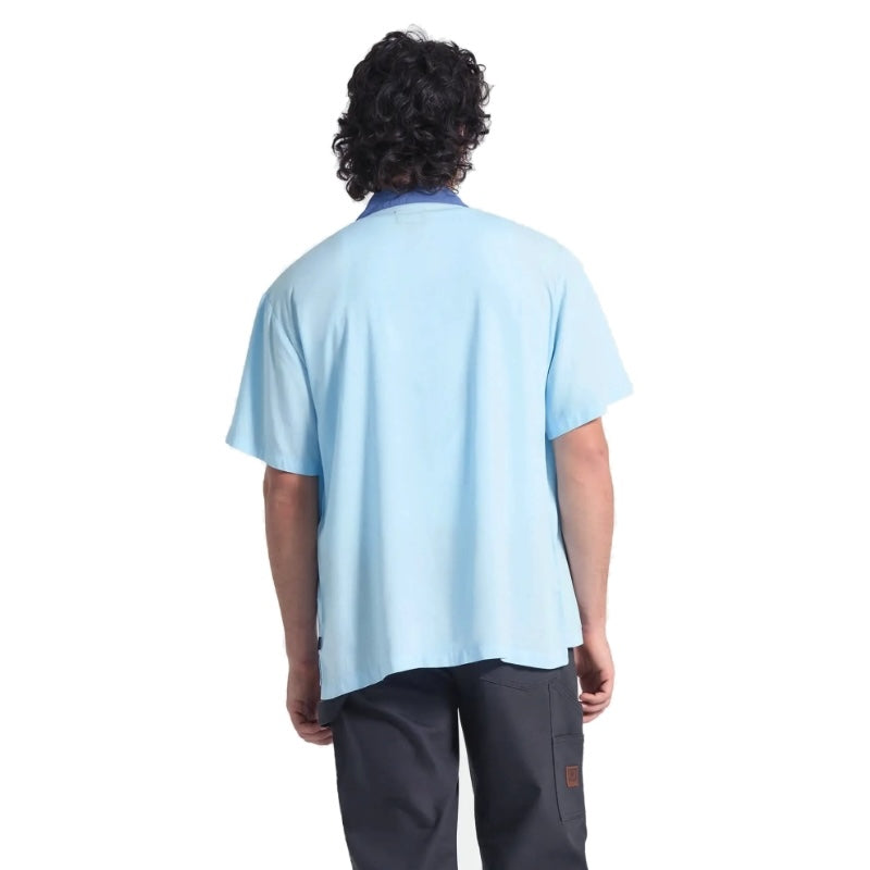 BRIXTON S/Sシャツ LAFAYETTE S/S WVN ブルー 着用画像 背面
