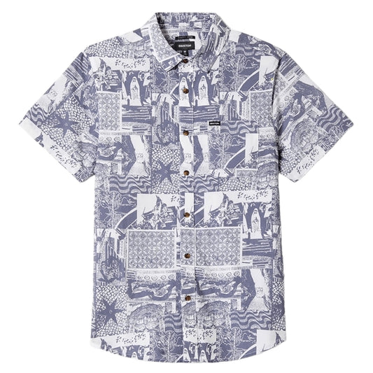 BRIXTON S/Sシャツ CHARTER PRINT S/S WVN ネイビー/ホワイト 商品画像 正面