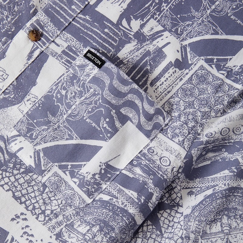 BRIXTON S/Sシャツ CHARTER PRINT S/S WVN ネイビー/ホワイト 商品画像 胸ポケット