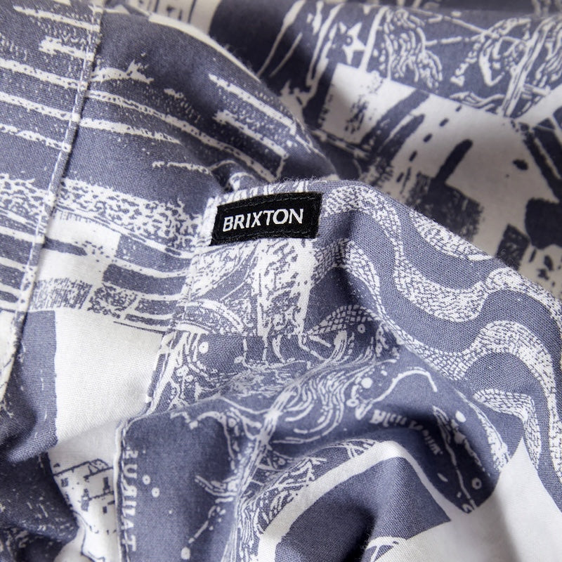 BRIXTON S/Sシャツ CHARTER PRINT S/S WVN ネイビー/ホワイト 商品画像 ネームタグ