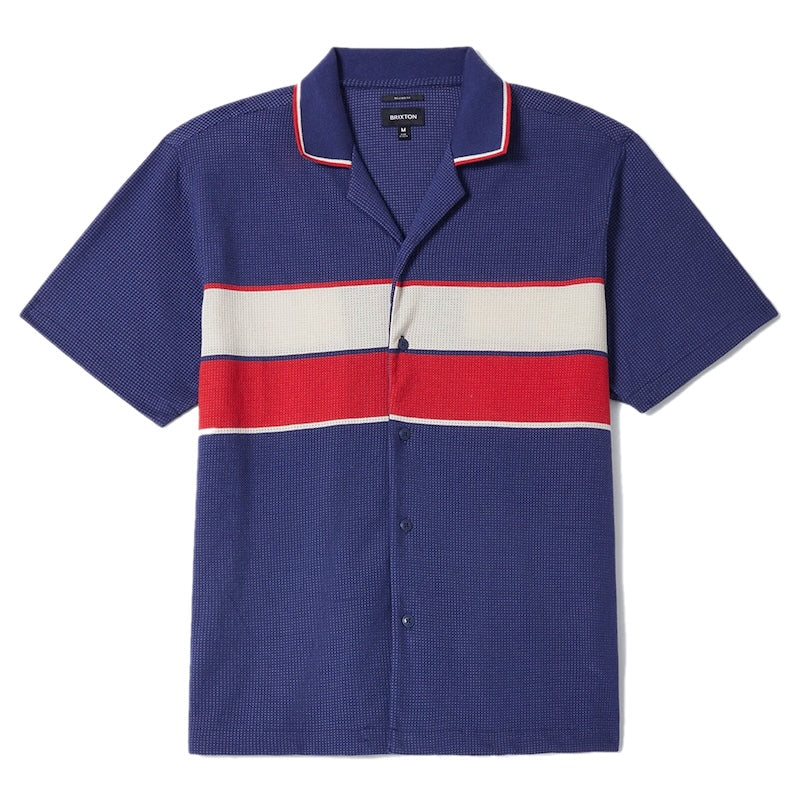 BRIXTON S/Sメッシュシャツ BUNKER MESH S/S WVN ネイビー 商品画像 正面