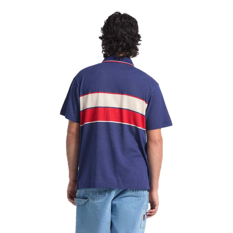 BRIXTON S/Sメッシュシャツ BUNKER MESH S/S WVN ネイビー 着用画像 背面