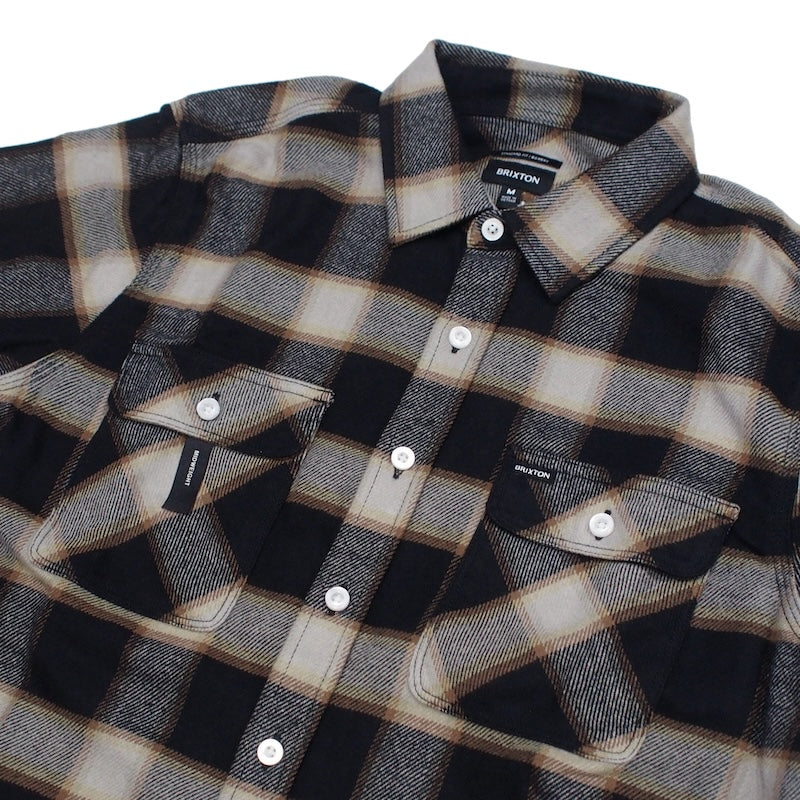 BRIXTON L/Sシャツ BOWERY L/S FLANNEL (Black / Cream) 商品画像 クローズアップ