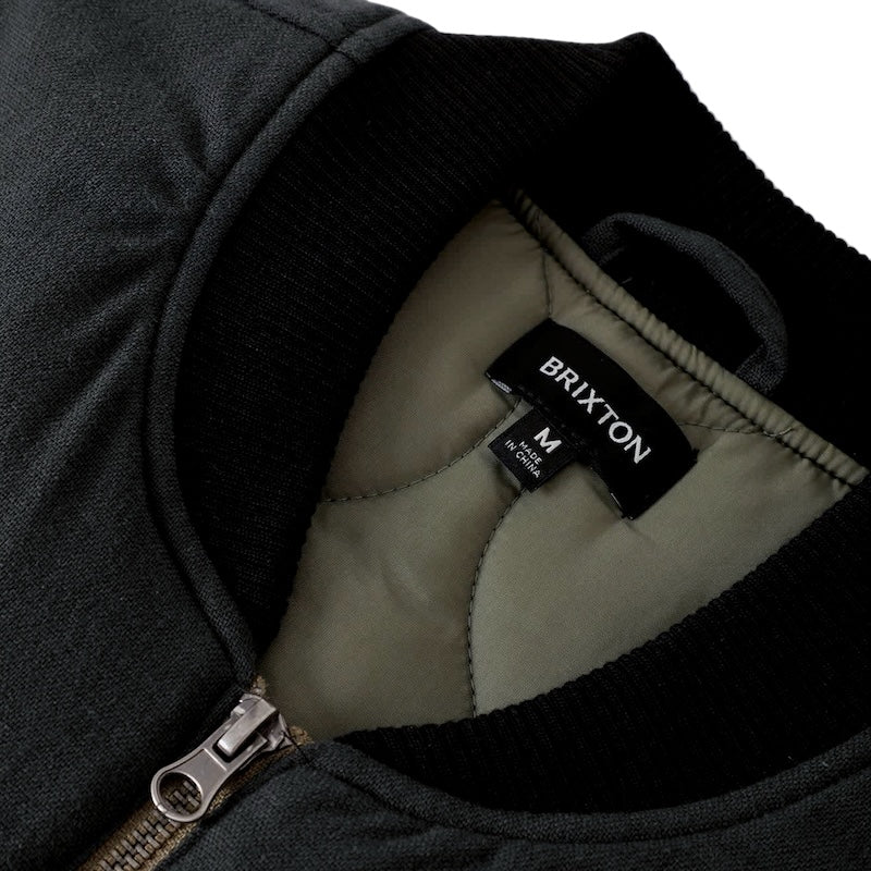 BRIXTON リバーシブルベスト BUILDERS ABRAHAM REV VEST ブラック/オリーブ 商品画像 表面 首元
