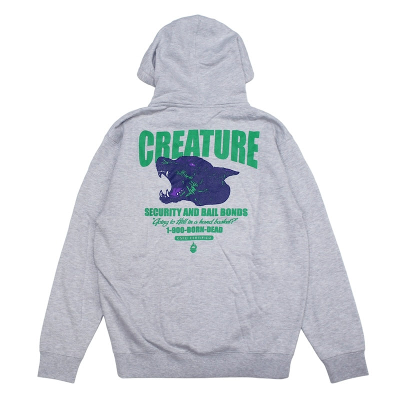 CREATURE ジップパーカー SECURITY SERVICE ZIP HOODIE グレー 商品画像 背面