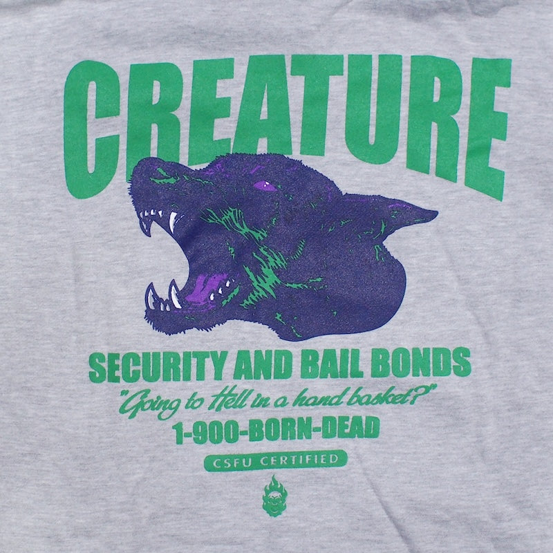 CREATURE ジップパーカー SECURITY SERVICE ZIP HOODIE グレー 商品画像 バックプリント