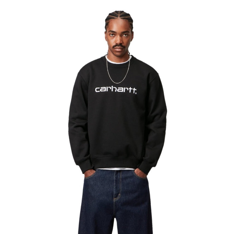 Carhartt WIP クルースウェット CARHARTT SWEATSHIRT ブラック 着用画像 正面