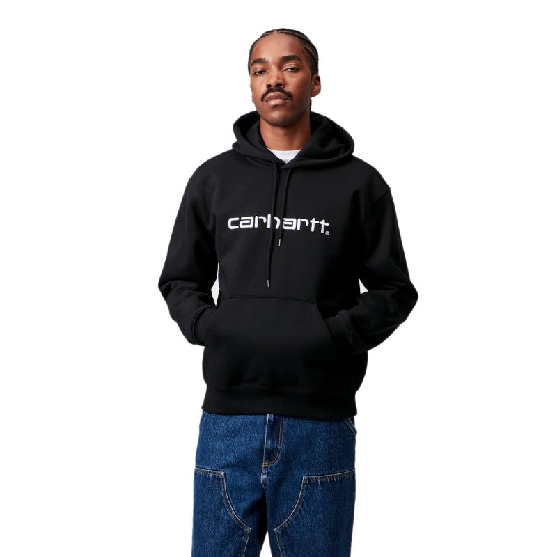 Carhartt WIP パーカー HOODED CARHARTT SWEATSHIRT ブラック 着用画像 正面 2