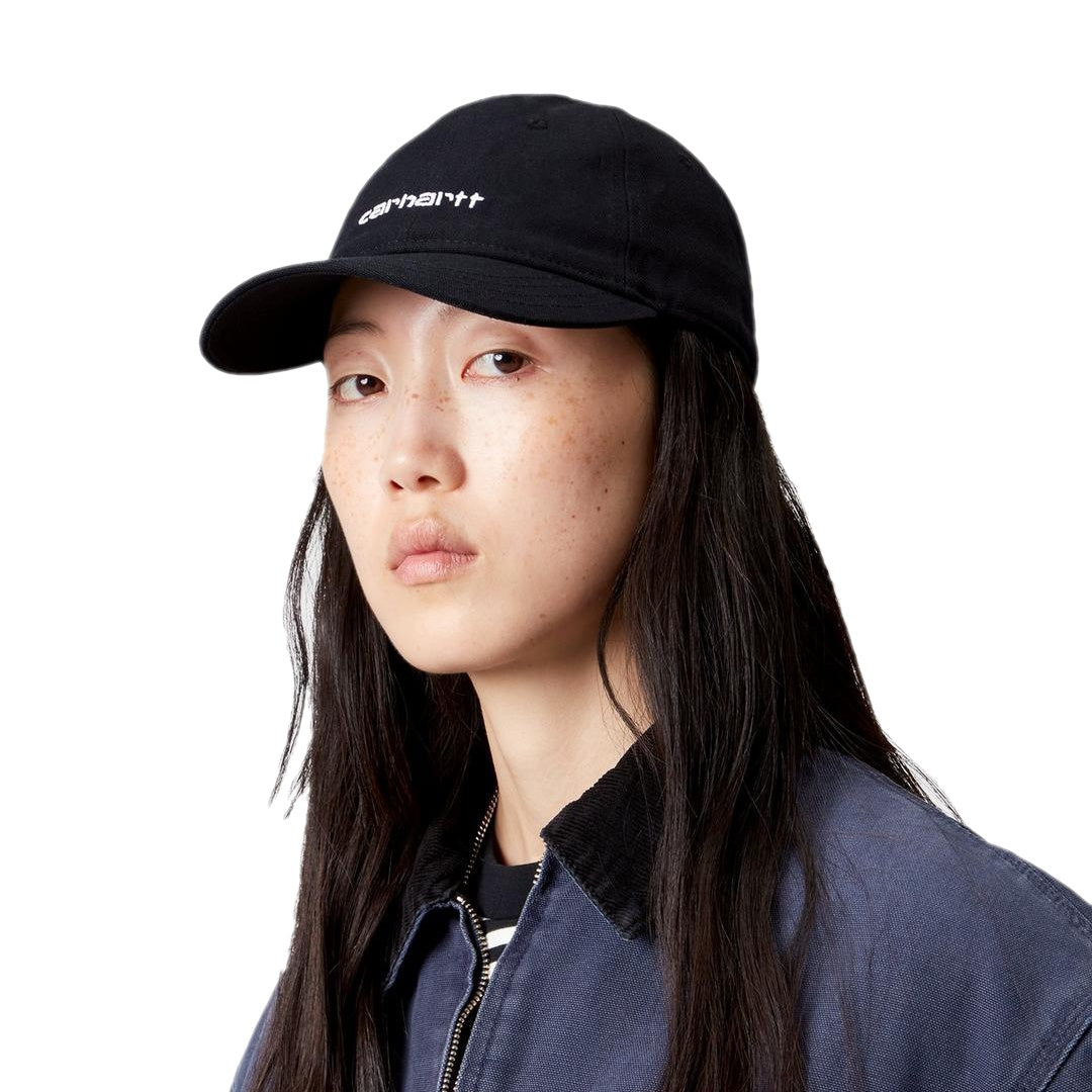 Carhartt WIP キャップ CANVAS SCRIPT CAP ブラック 正面 着用画像 2