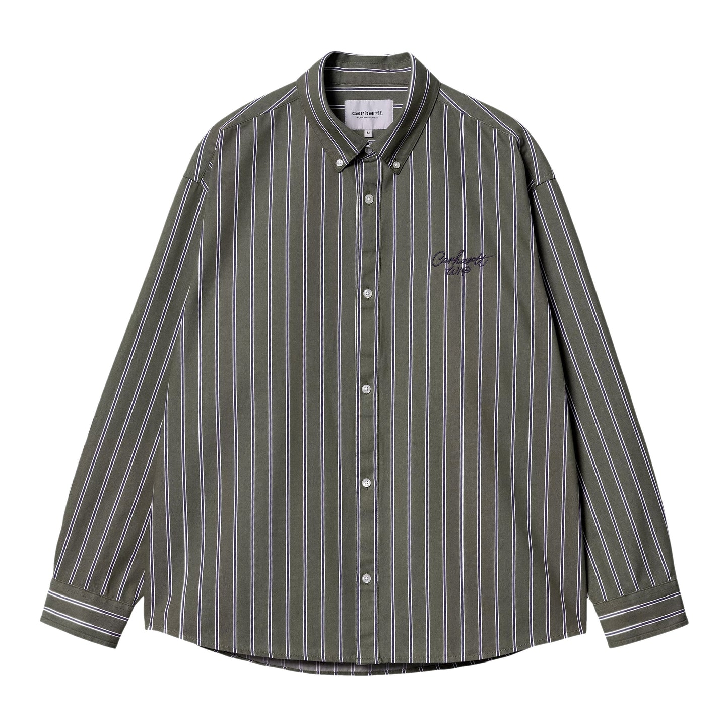 Carhartt WIP　L/Sシャツ　"L/S SIGNATURE SHIRT"　(Betz Stripe, Office Green / Aura, stone washed)