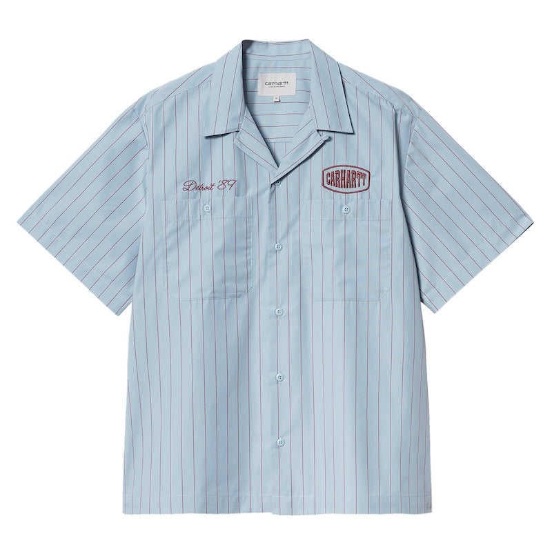 Carhartt WIP S/Sシャツ S/S HENDRY SHIRT ストライプ ブルー 商品画像 正面