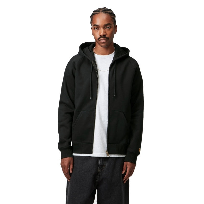 Carhartt WIP ジップアップパーカー HOODED CHASE JACKET ブラック 着用画像 正面