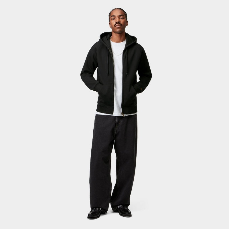 Carhartt WIP ジップアップパーカー HOODED CHASE JACKET ブラック 着用画像 正面 全身