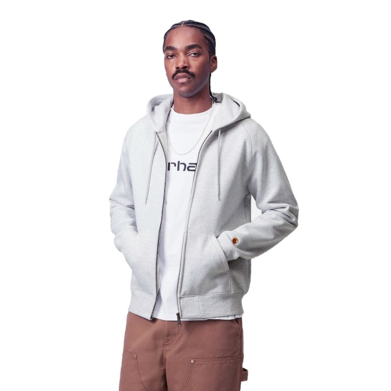 Carhartt WIP ジップアップパーカー HOODED CHASE JACKET アッシュ 着用画像 正面