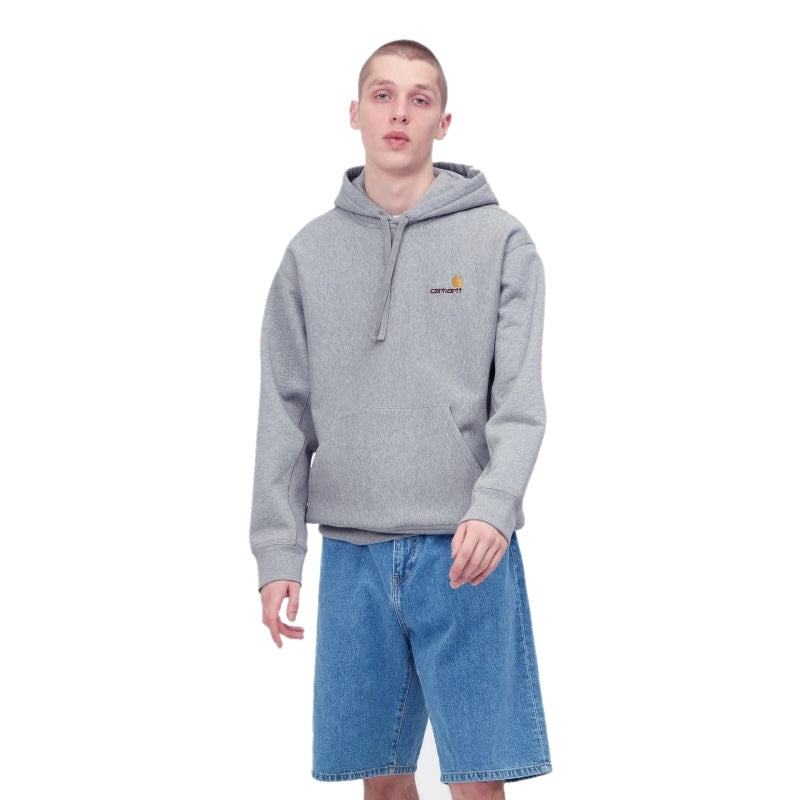 Carhartt WIP パーカー HOODED AMERICAN SCRIPT SWEAT グレー 着用画像 正面
