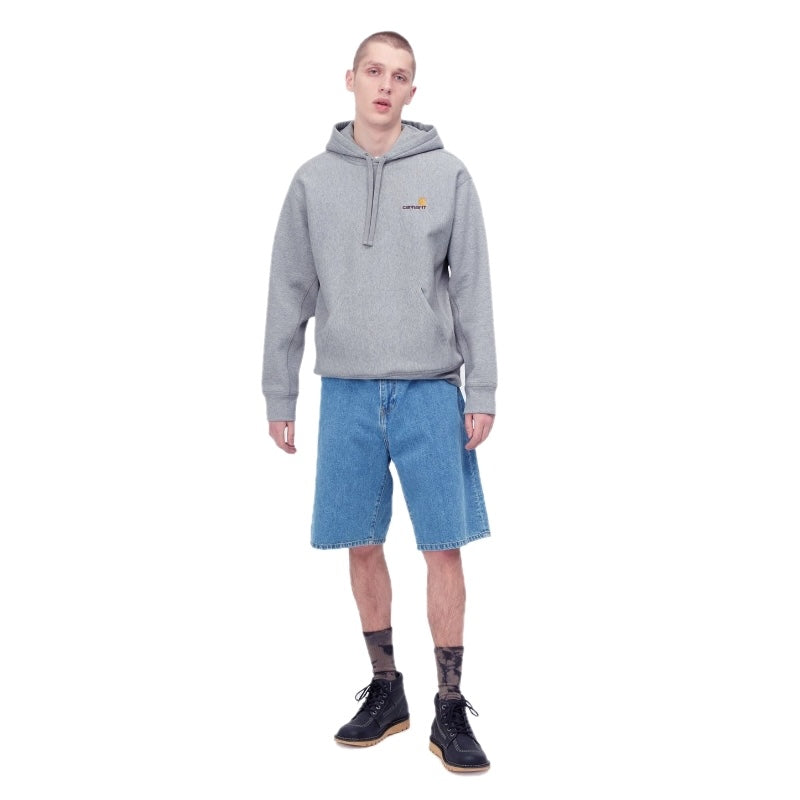 Carhartt WIP パーカー HOODED AMERICAN SCRIPT SWEAT グレー 着用画像 正面 全身 2