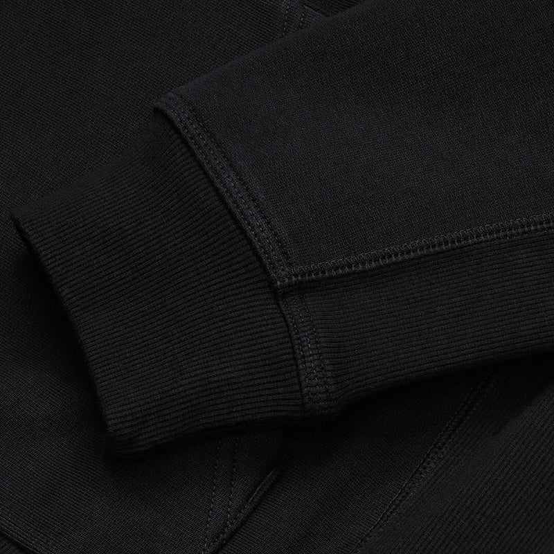Carhartt WIP パーカー HOODED AMERICAN SCRIPT SWEAT ブラック 正面 クローズアップ 袖 リブ