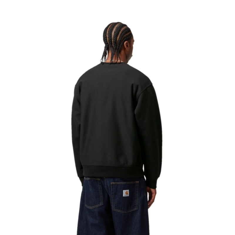 Carhartt WIP クルースウェット AMERICAN SCRIPT SWEAT ブラック 着用画像 背面