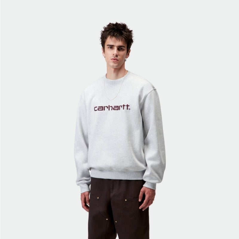 Carhartt WIP クルースウェット CARHARTT SWEATSHIRT アッシュ 着用画像 正面