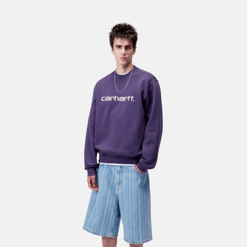 Carhartt WIP クルースウェット CARHARTT SWEATSHIRT パープル 着用画像 正面