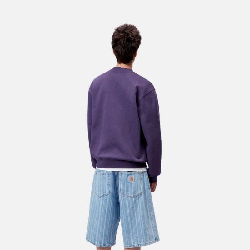 Carhartt WIP クルースウェット CARHARTT SWEATSHIRT パープル 着用画像 背面