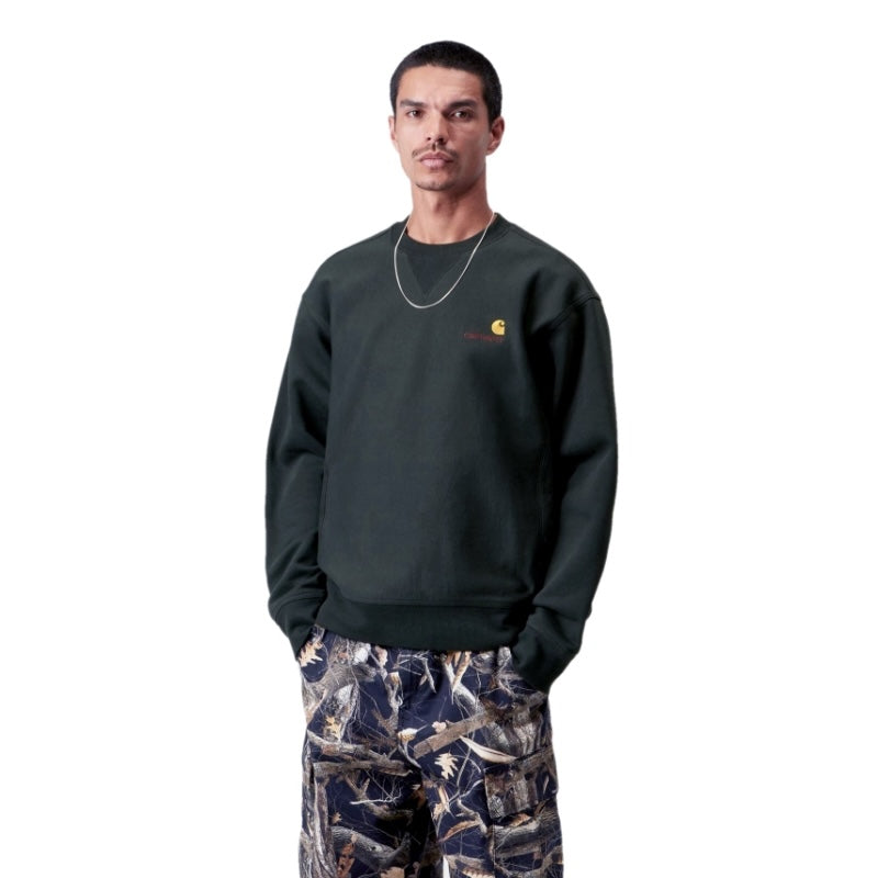 Carhartt WIP クルースウェット AMERICAN SCRIPT SWEAT (Raven) 着用画像 正面