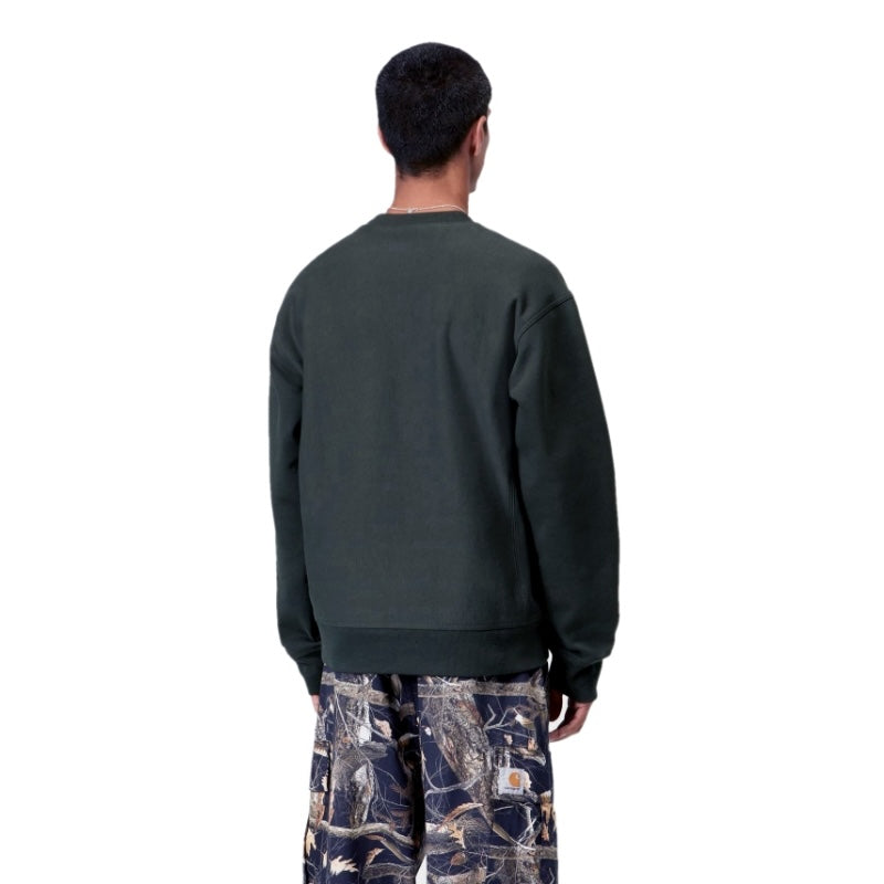 Carhartt WIP クルースウェット AMERICAN SCRIPT SWEAT (Raven) 着用画像 背面